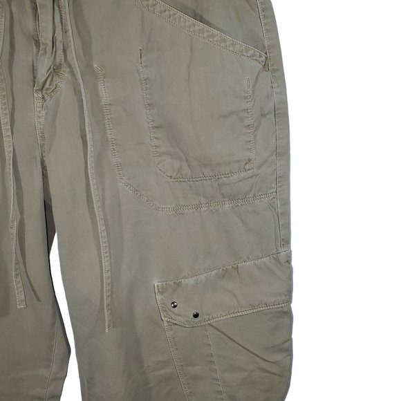 Retro Y2K Guess Jeans Cargo Pants Womens 32 Khaki Flare-Leg Baggy Drawstring - Picture 2 of 10